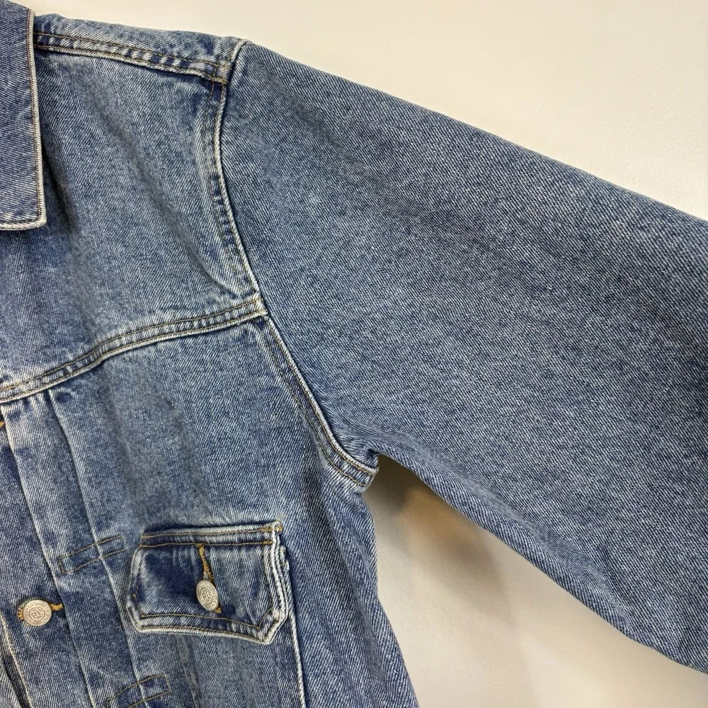 Vtg Ralph Lauren Polo Jeans Co Denim Jacket American Flag Patch Womens Sz L USA - Picture 6 of 14